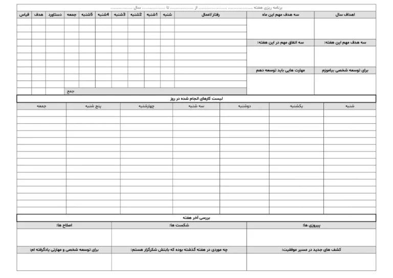جدول برنامه ریزی ماهانه Pdf؛ راهنمای جامع طراحی، اصول و کاربرد